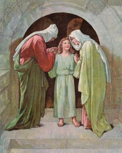 Jesusbarnet i templet (färglitografi) av English School