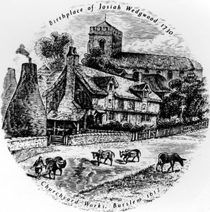 The Churchyard Works och St. Johns Church, Burslem, 1800-talet av English School