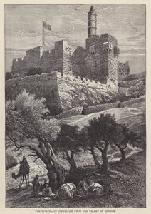 Jerusalems citadell från Hinnoms dal (gravyr) av English School