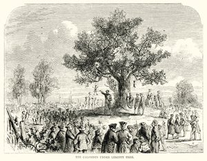 The Colonists under Liberty Tree (gravyr) av English School