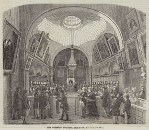 Gemensamma rådskammaren i Guildhall (gravyr) av English School