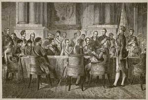 The Congress of Vienna, illustration från Cassells Illustrated History of England (sepiafoto) av English School