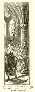 The Coronation of Stephen, 1135. Invigd Wafer faller till marken