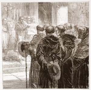 Rådsmedlemmarna som upplöser den augustianska munkorden i Zürich, 1524, illustration från The History of Protestantism av James Aitken Wylie (1808-1890), pub. 1878 av English School