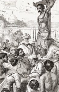 The Crucifixion of a Karen Martyr from Burma, c.1865 (trästick) av English School