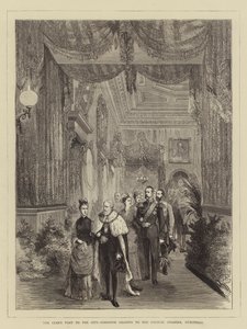 Tsarens besök i staden, korridor som leder till rådssalen, Guildhall (gravyr) av English School