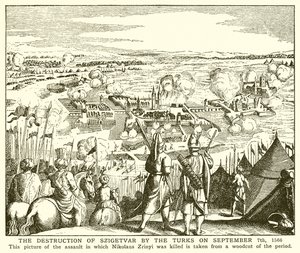 Turkarnas förstörelse av Szigetvar den 7 september 1566 av English School
