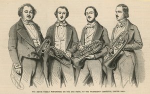 Familjen Distin uppträder på saxhorn på onsdagskonserterna i Exeter Hall av English School