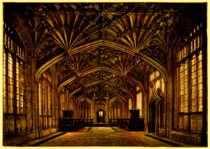 The Divinity School, Oxford: byggd mellan 1445 och 1454, illustration från A Students History of England av Samuel R. Gardiner, publicerad 1902 (digitalt förbättrad bild) av English School