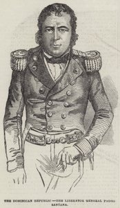 Dominikanska republiken, generalbefriaren Pedro Santana (gravyr) av English School
