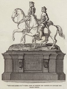 "The Doncaster Cup", kung John av Frankrike ledde till fångenskap av Edward the Black Prince (gravyr) av English School