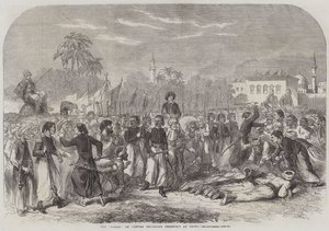 "Doseh", en årlig religiös ceremoni i Kairo (gravyr) av English School