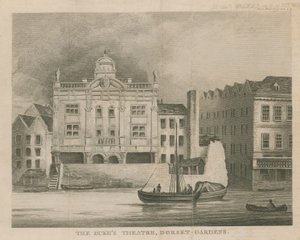Dukes Theatre, Dorset Gardens, London av English School