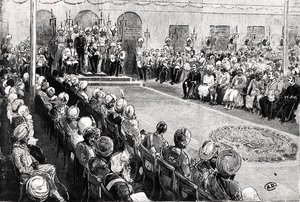 The Durbar at Rawul Pindi (gravyr) (s/v foto) av English School