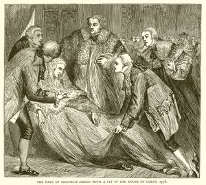 The Earl of Chatham Seized with a Fit in the House of Lords, 1778 av English School