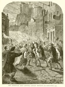 Edinburgh Mob bär kapten Porteous till avrättning, 1737 av English School