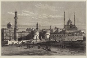 Den egyptiska krisen, ingången till citadellet, Kairo (gravyr) av English School