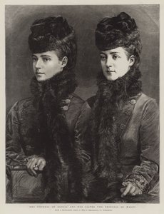 Kejsarinnan av Ryssland och hennes syster prinsessan av Wales (gravyr) av English School