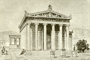 Erechtheion, ett berömt tempel i Aten till hjälten Erectheios av English School