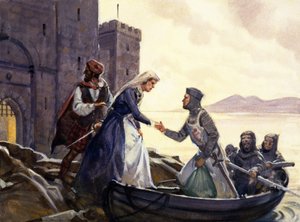 The Escape of Mary Queen of Scots (gouache på papper) av English School