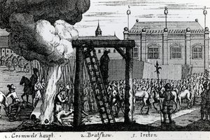 Henrettelsen af Oliver Cromwell, John Bradshaw og Henry Ireton, ca. 1661 sverige av English School