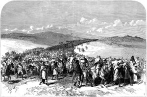 Theodores Broken Army:s uttåg, från den brittiska expeditionen till Abessinien, 1868 av English School