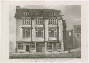 Falcon Tavern på Bankside, Southwark. Som det såg ut 1805 av English School