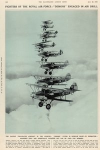 Det snabbaste tvåsitsiga flygplanet i landet: Demoner som flyger i formationen höger upp, från The Illustrated London News Royal Naval and Military Number, 20 juli 1935 av English School