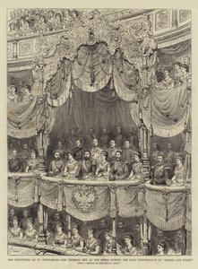 Festligheterna i St Petersburg, Imperial Box på Operan under galaföreställningen "Romeo och Julia" (gravyr) av English School