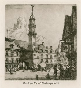 The First Royal Exchange, London, 1571 av English School