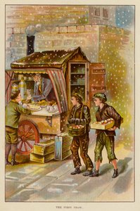 Den första snön (färg litho) av English School