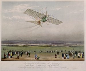 The Flying Machine, Ariel, från mönster framtagna av W.S. Henson 1842, utgiven av Ackermann & Co., 1843 av English School