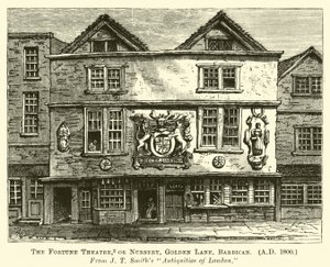The Fortune Theatre, eller Nursery, Golden Lane, Barbican, AD 1800 av English School