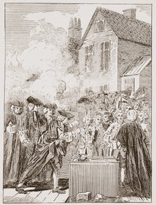 The Foundation Stone of Blackfriars Bridge, 1760, från ett samtida tryck av English School