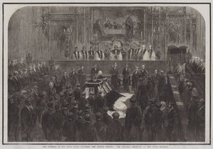 Hans framlidne Kungliga Höghet Prinsgemalens begravning, Begravningsceremonin i kören (gravyr) av English School