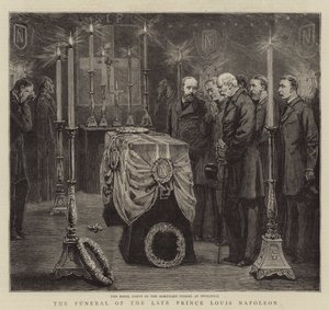 Den avlidne prins Louis Napoleons begravning (gravyr) av English School