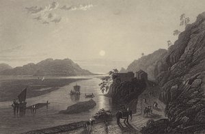 Ganges rinner ut på slätterna nära Haridwar (gravyr) av English School