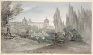 The Gardens of the Chateau of Valencay, ca 1770 (penna & bläck och wc på papper) av English School