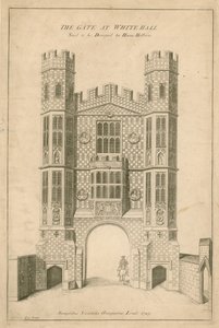 Porten vid Whitehall. Sägs vara designad av Hans Holbein av English School