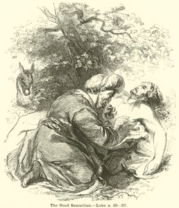Den barmhärtige samariten, Luke, x, 25, 37 av English School