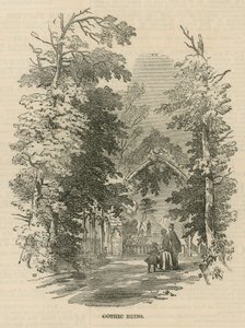 De gotiska ruinerna i Vauxhall Gardens av English School