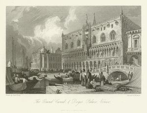 Canal Grande och Dogespalatset, Venedig, 1844 av English School