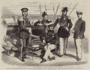 Storhertigen Konstantin av Ryssland och svit, på "General-amiralens" kvartsdäck av English School