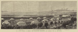 Grand Durbar i Bombay, investiturprocessionen och allmän utsikt över tälten (gravyr) av English School