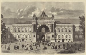 Den stora ingången till Parisutställningen, i Champs Elysees (gravyr) av English School