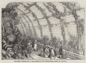 The Great Conservatory in the Gardens of the Horticultural Society, i Chiswick (gravyr) av English School