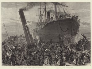 Den stora katastrofen på Themsen, kollision mellan prinsessan Alice och Bywell Castle, nära Woolwich (gravyr) av English School