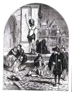 Den stora pesten 1665, entusiasten fördömde London (gravyr) (bw foto) av English School