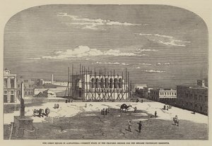 Stora torget i Alexandria, nuvarande tillstånd för den föreslagna kyrkan för de engelska protestantiska invånarna (gravyr) av English School
