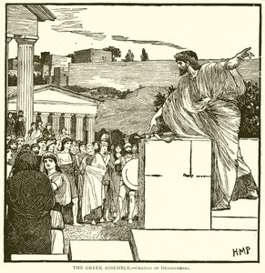 Den grekiska församlingen.--Demosthenes tal av English School